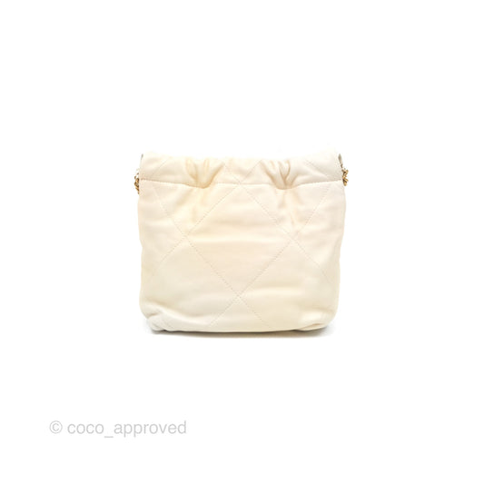 Chanel 22 Mini Bag Iridescent Light Pearly Calfskin Aged Gold Hardware