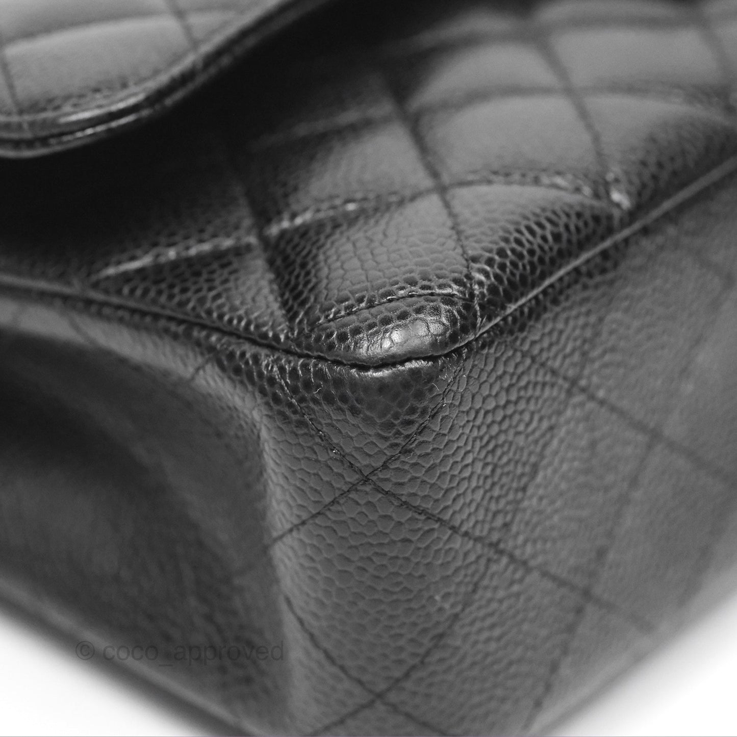Chanel Classic M/L Medium Flap Quilted Black Caviar Silver Hardware