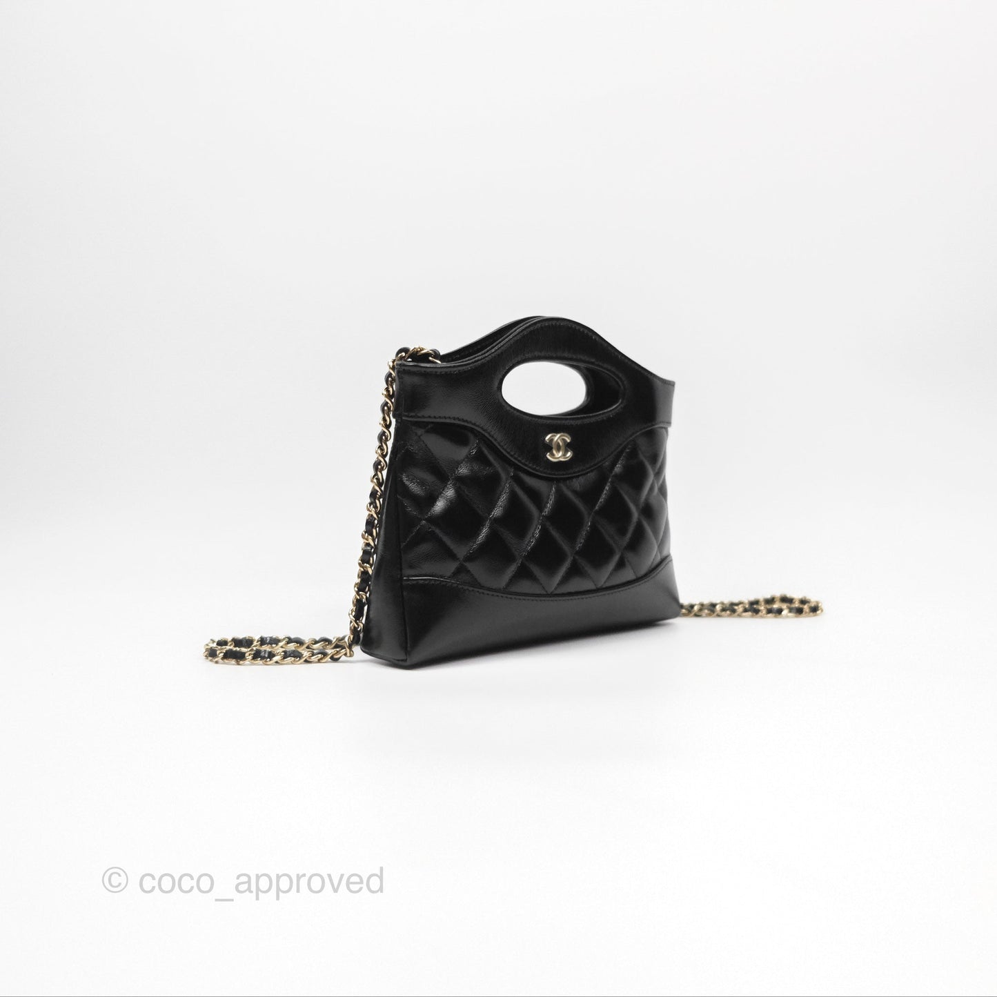 Chanel Nano 31 Black Shiny Lambskin Gold Hardware