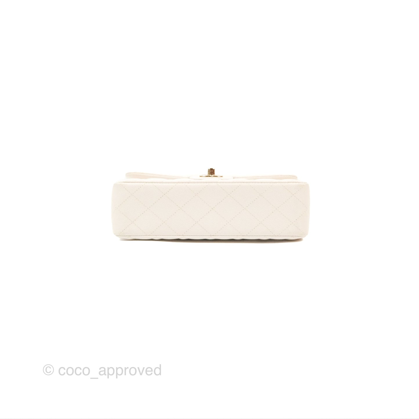 Chanel Small Classic Quilted Flap White Caviar Gold Hardware