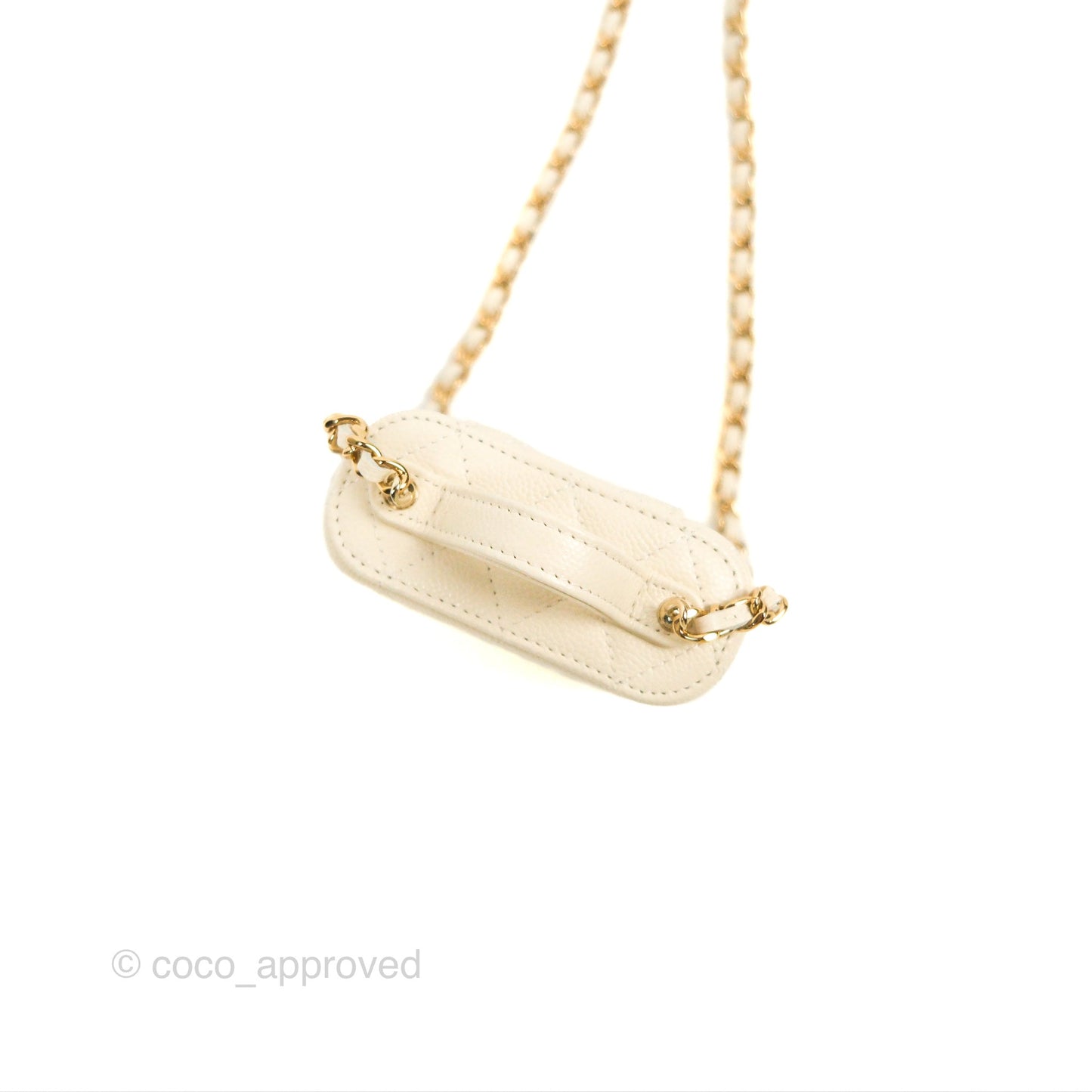 Chanel Quilted Small Handle With Care Vanity Case With Chain White Caviar Gold Hardware