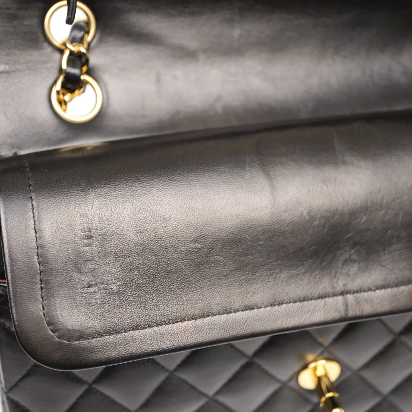 Chanel Classic M/L Medium Flap Quilted Black Lambskin Gold Hardware