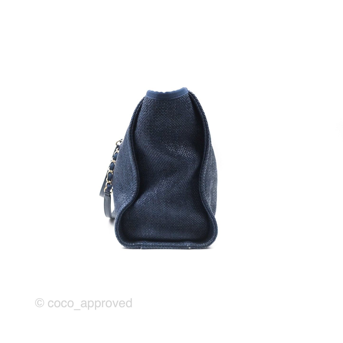 Chanel Medium Deauville Navy Canvas Gold Hardware