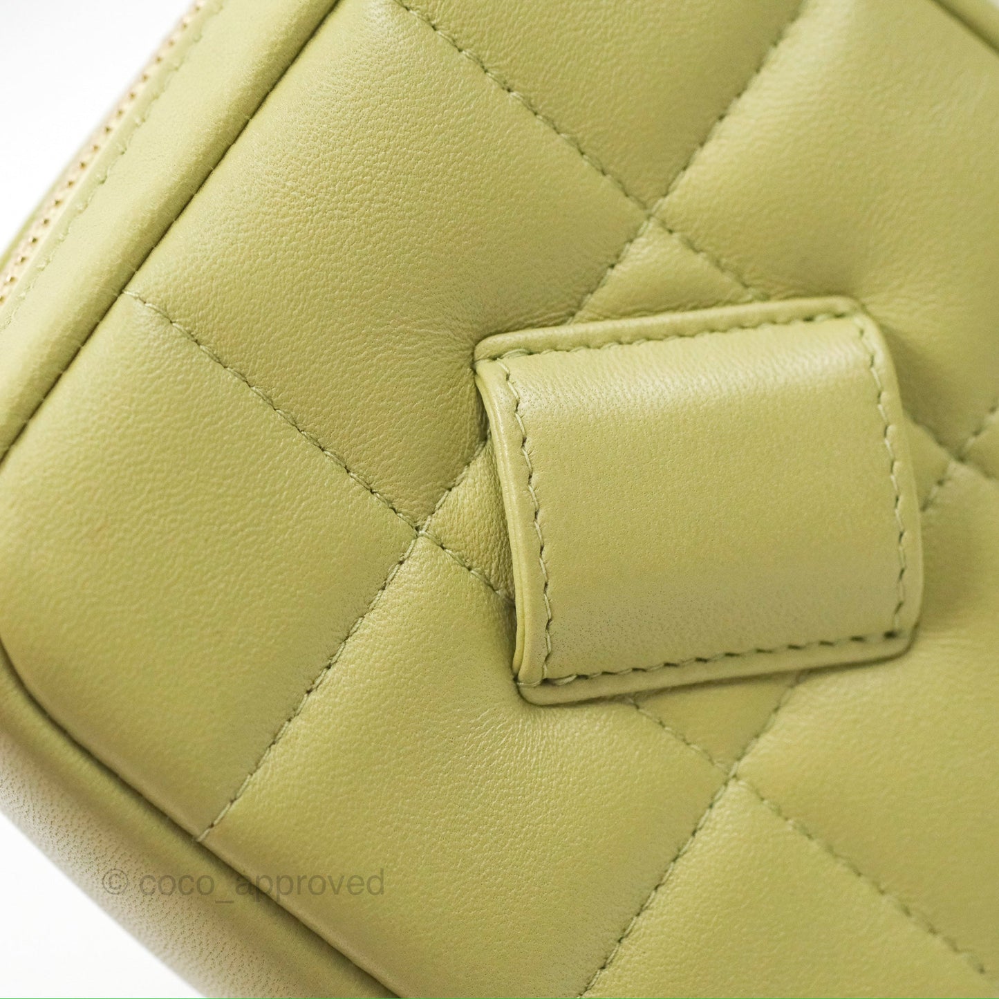 Chanel Diamond Belt Coin Purse Avocado Green Lambskin Aged Gold Hardware