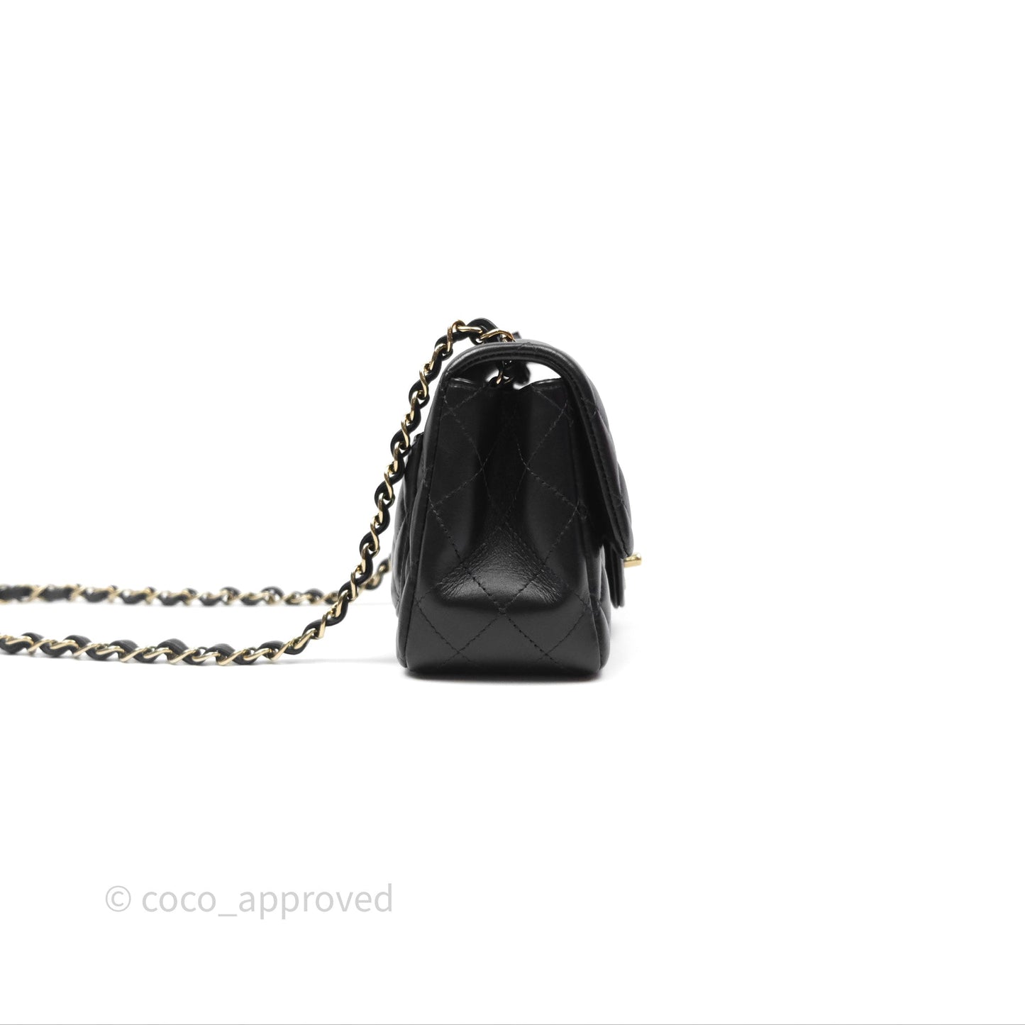 Chanel Mini Square Flap Quilted Black Lambskin Gold Hardware