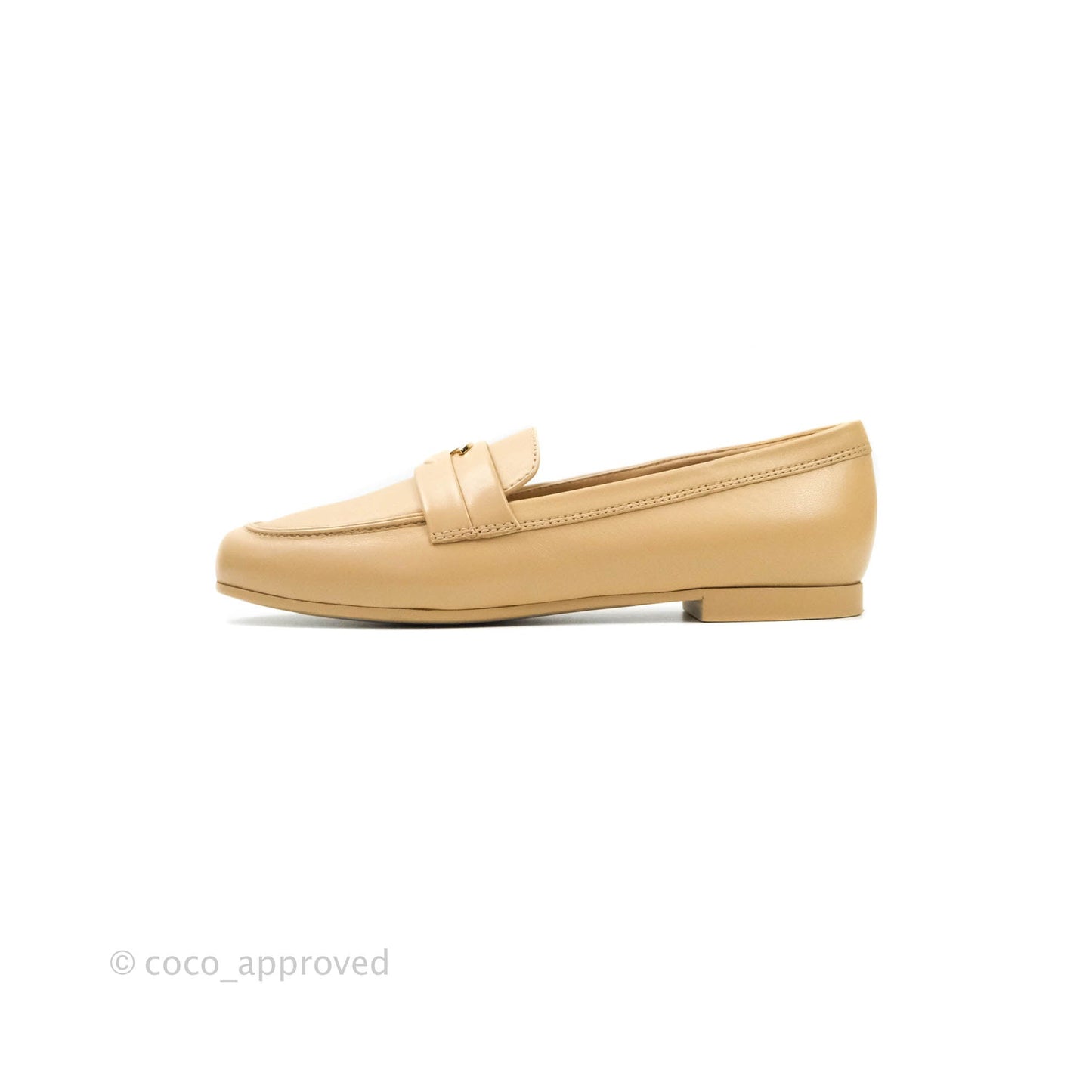 Chanel CC Beige Loafers Size 38