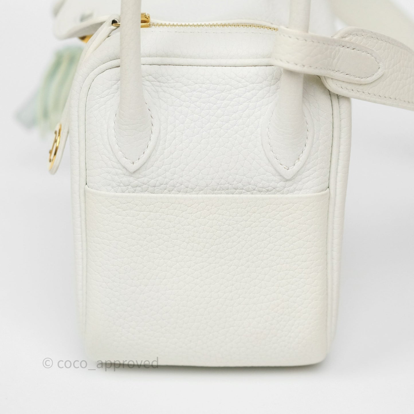 Hermès Mini Lindy 20 New White 0U Clemence Gold Hardware