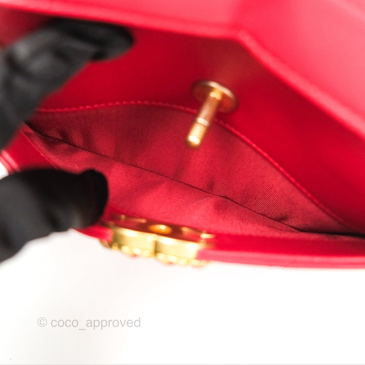 Chanel Chain Infinity Camera Case Red Goatskin Aged Gold Hardware