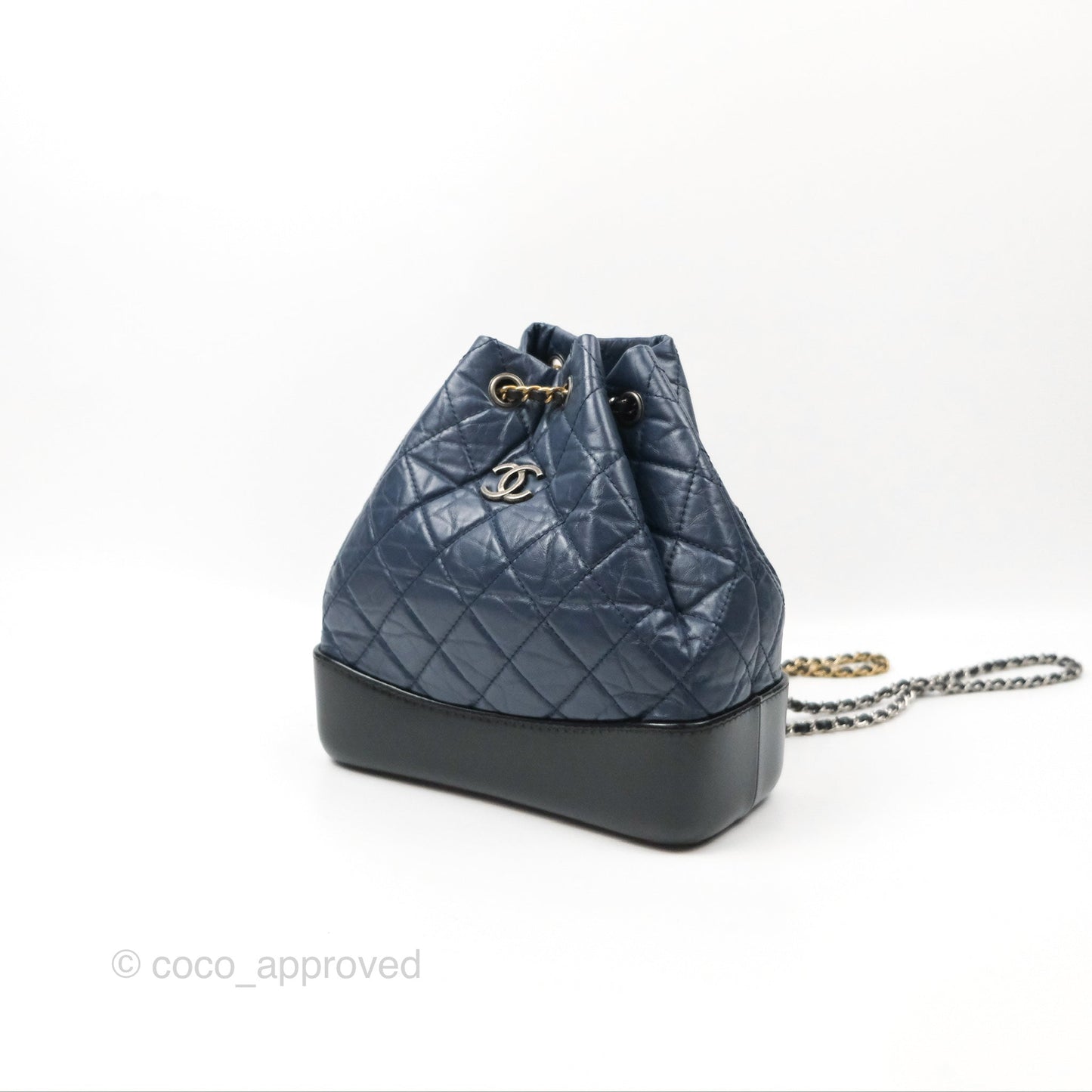 Chanel Small Gabrielle Backpack Navy Black Aged Calfskin