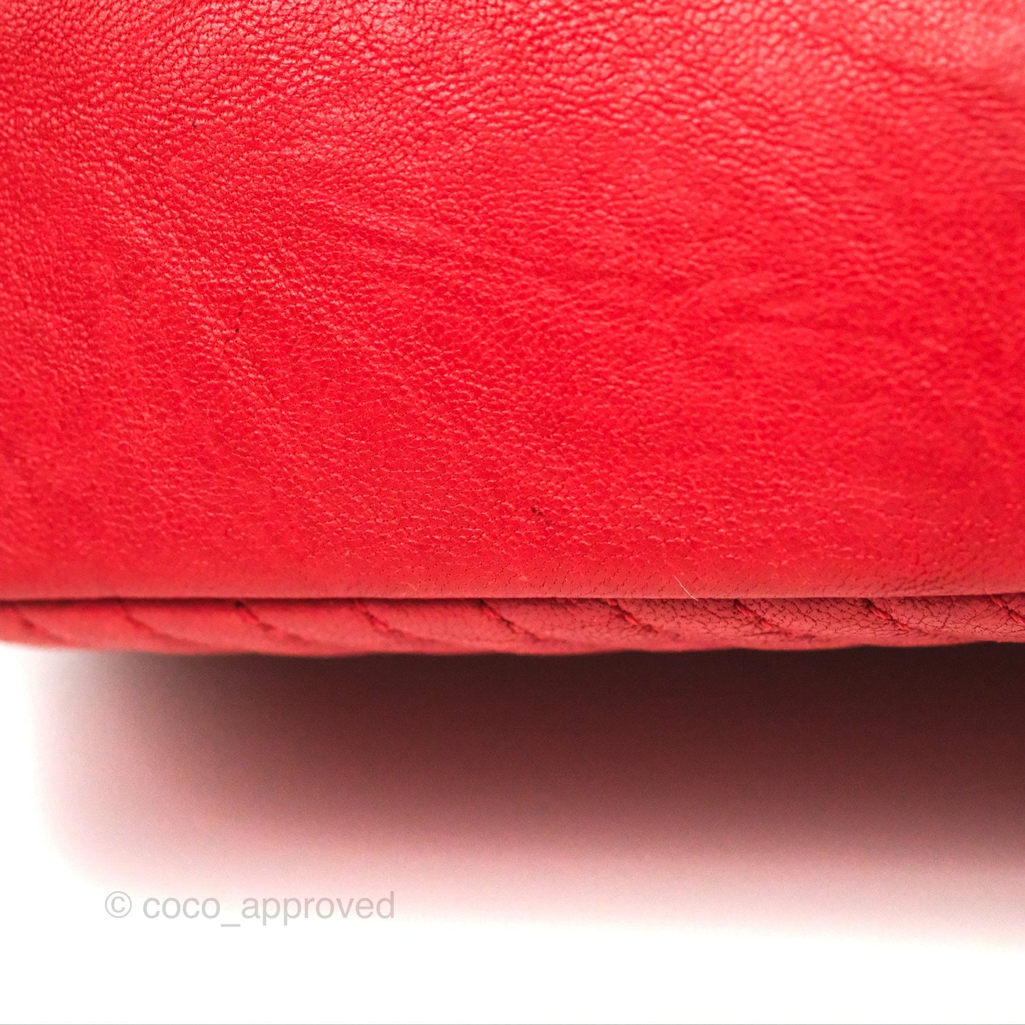 Chanel Small Chevron Surpique Flap Red Calfskin Aged Gold Hardware