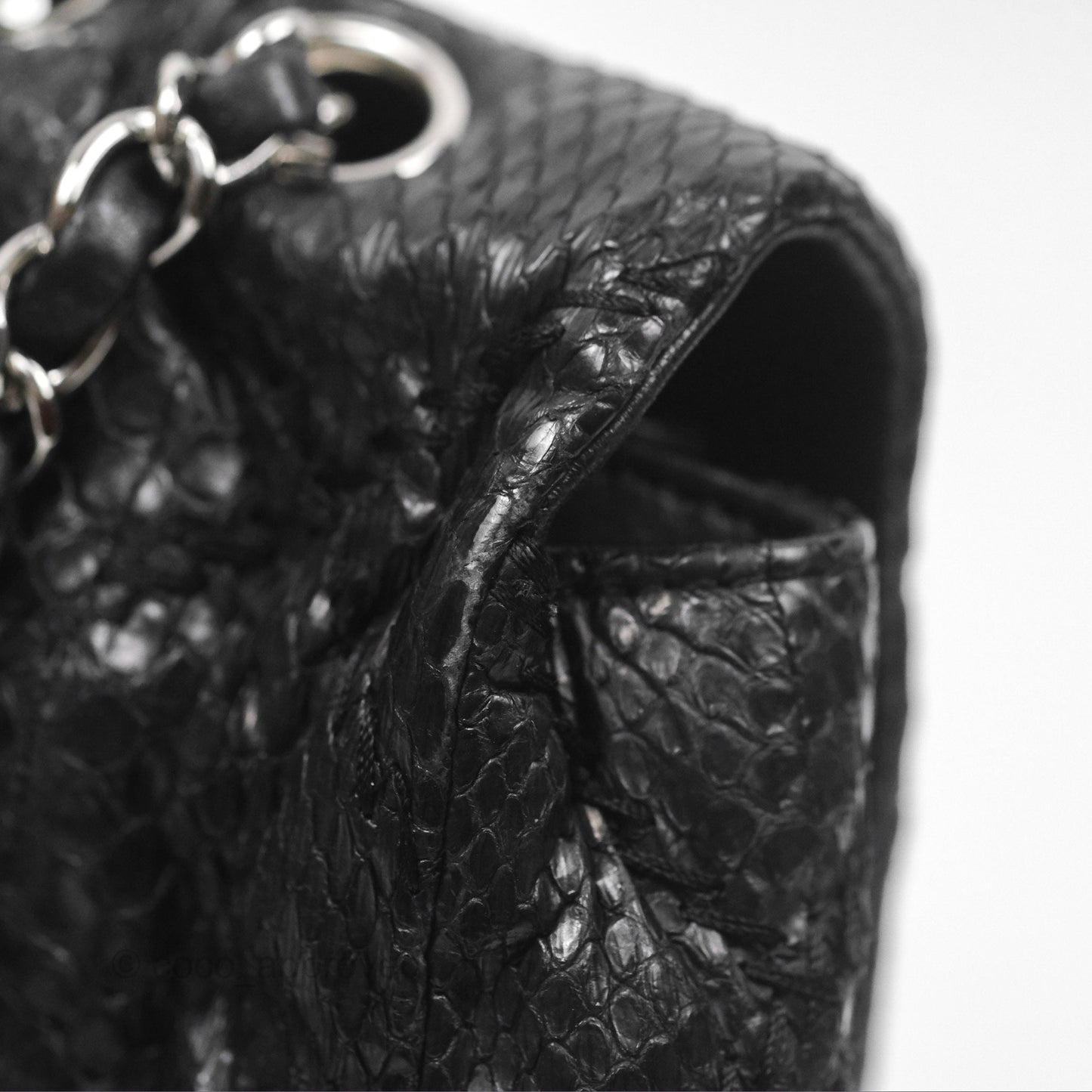 Chanel Quilted Ultimate Stitch Flap Bag Matte Python Black Silver Hardware