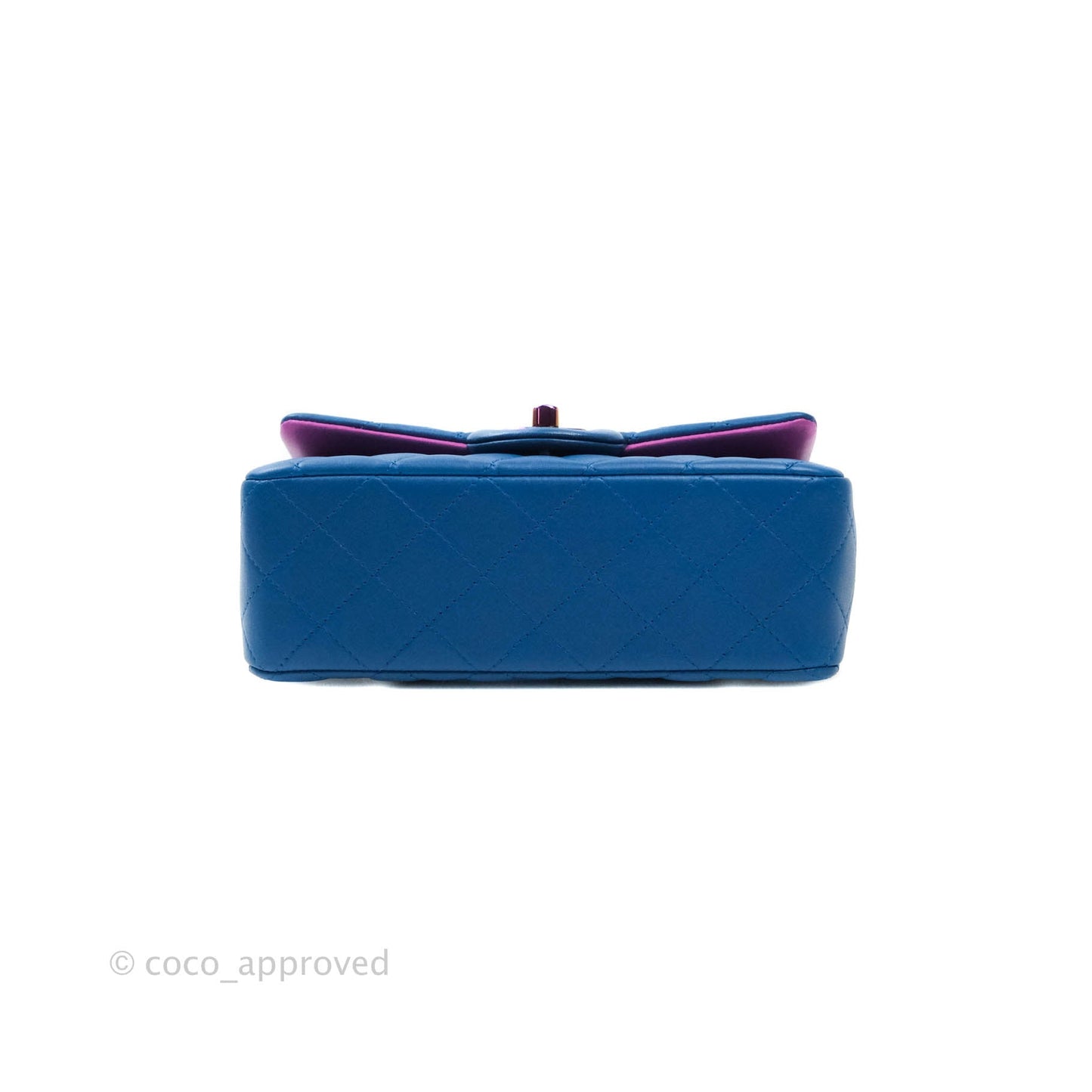 Chanel Quilted Mini Rectangular Flap Blue & Purple Lambskin Rainbow Hardware 21C