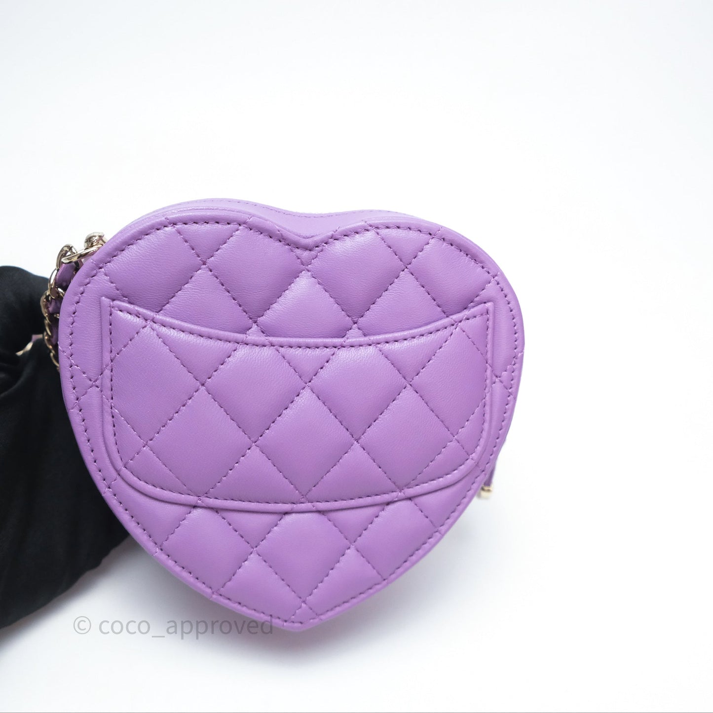 Chanel Small Heart Bag Purple Lambskin Gold Hardware 22S