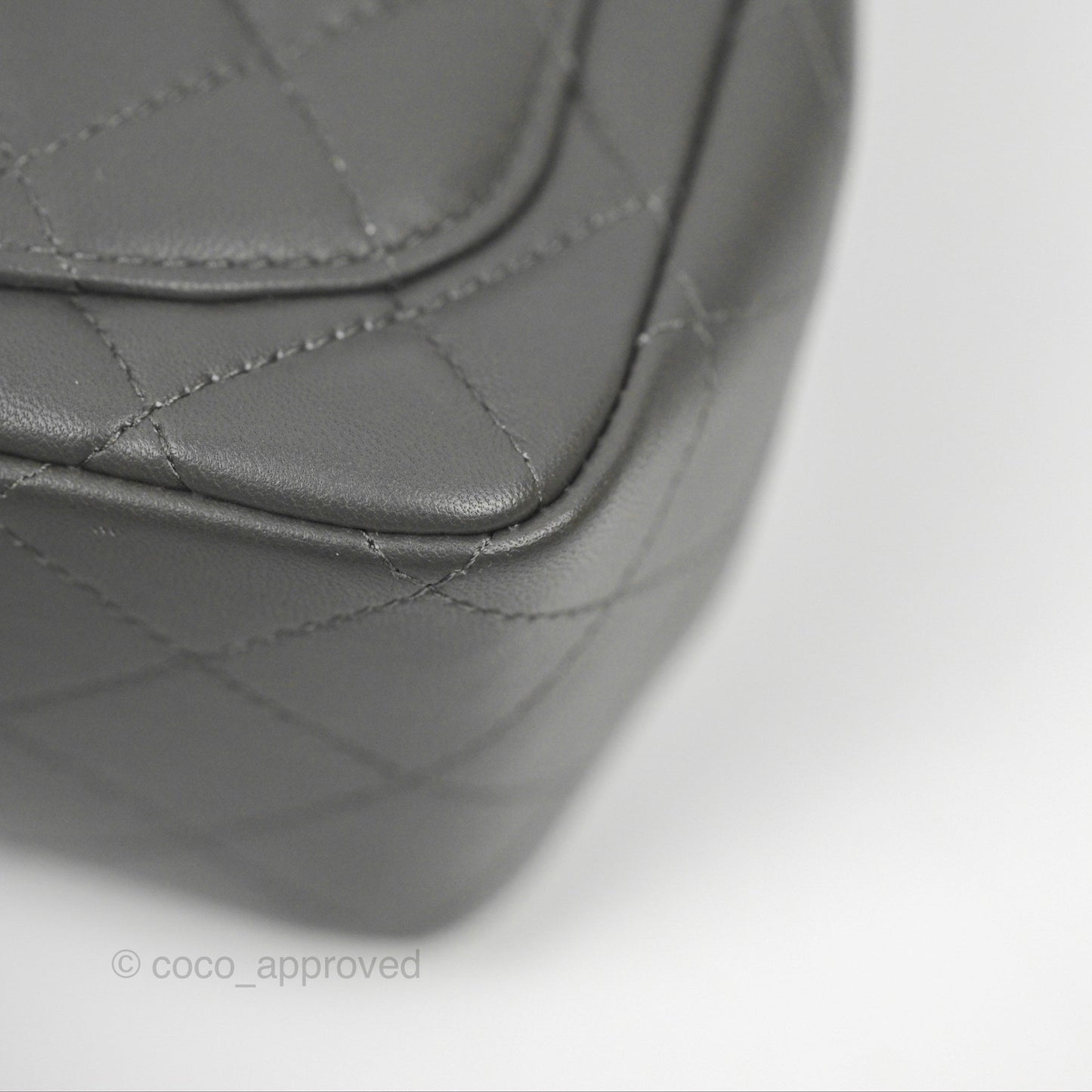 Chanel Quilted Mini Square Flap Grey Lambskin Gold Hardware