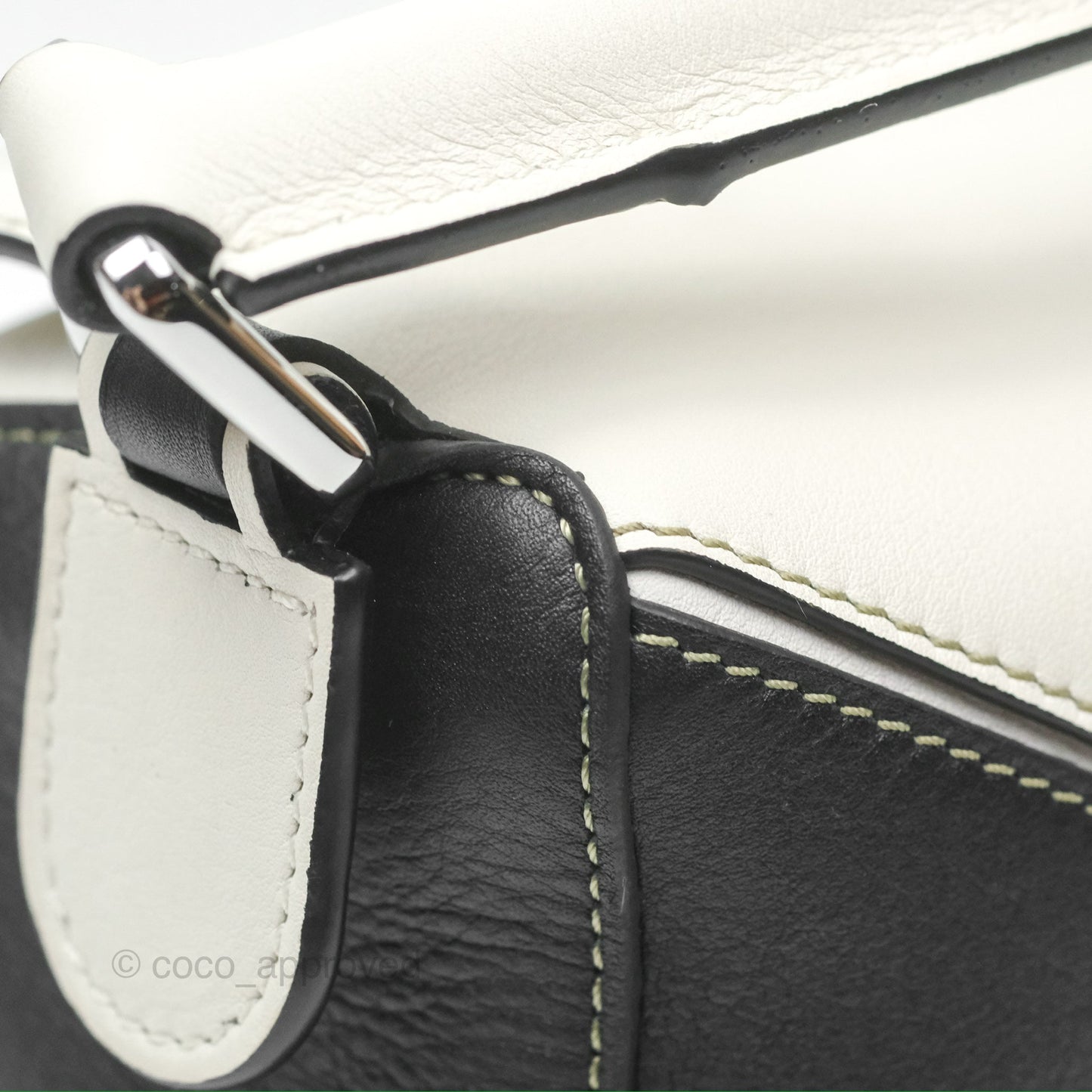 Loewe Small Puzzle Bag Soft White/ Rosemary Calfskin Silver Hardware