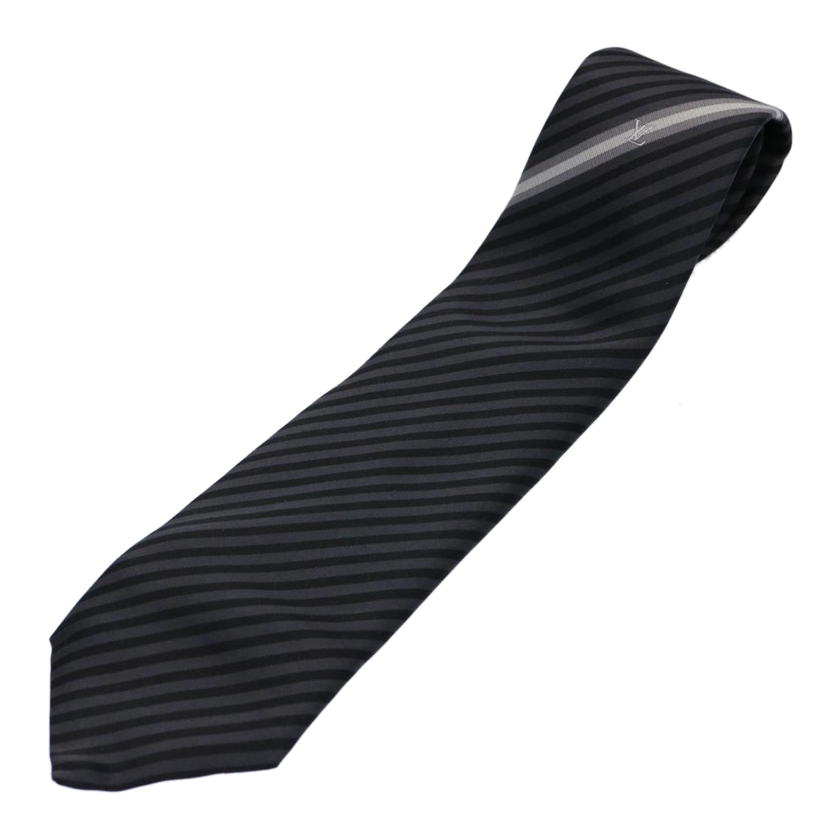 LOUIS VUITTON Necktie Silk Gray Black LV 61940