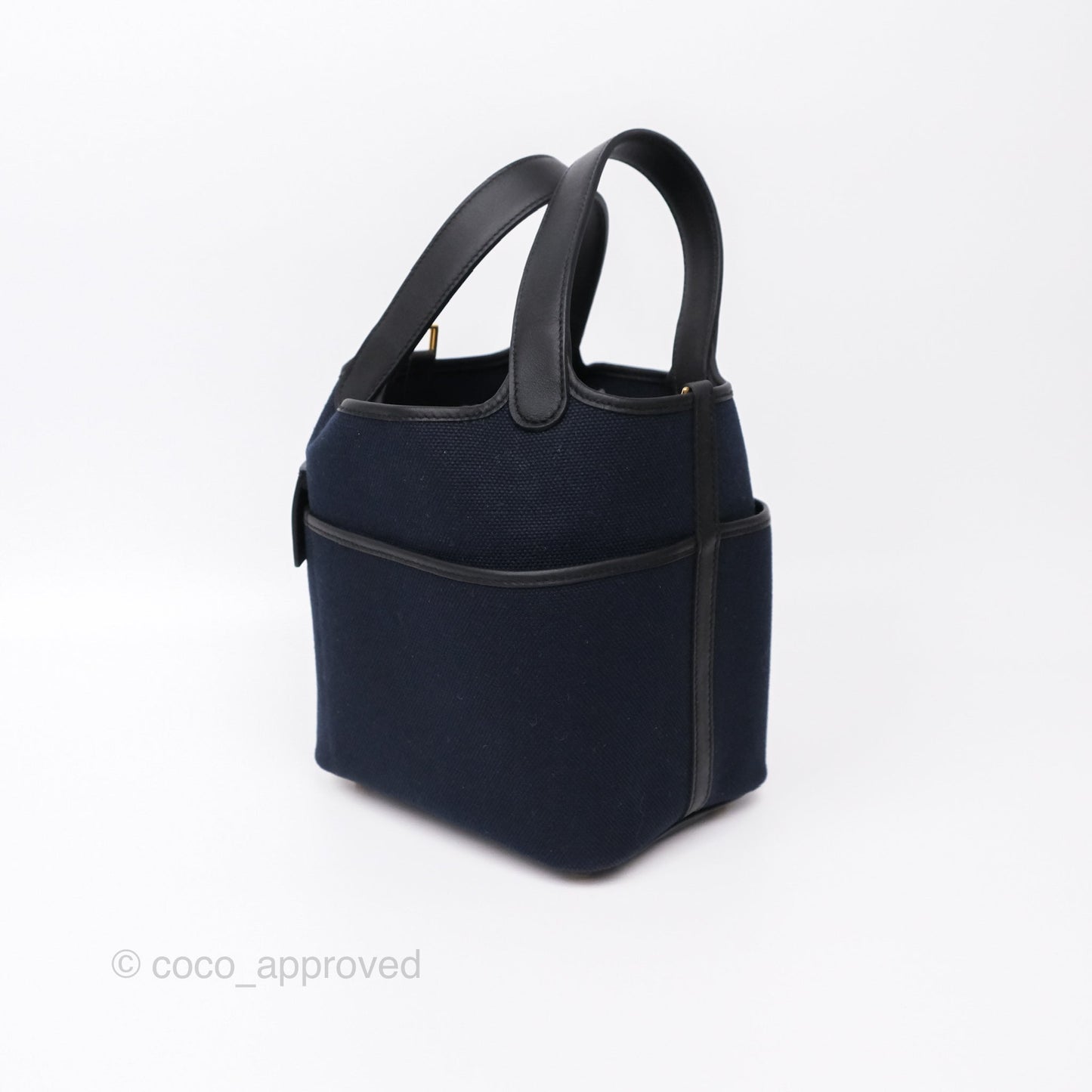 Hermes Picotin Lock 18 Cargo Pockets Bleu Marine 78 Black Gold Hardware