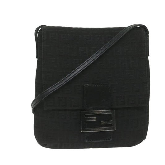 Luxury FendiZucchino Canvas Shoulder Bag Black61959