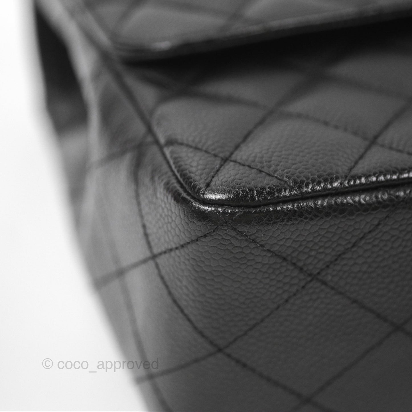 Chanel Jumbo Single Flap Quilted Black Caviar Silver Hardware