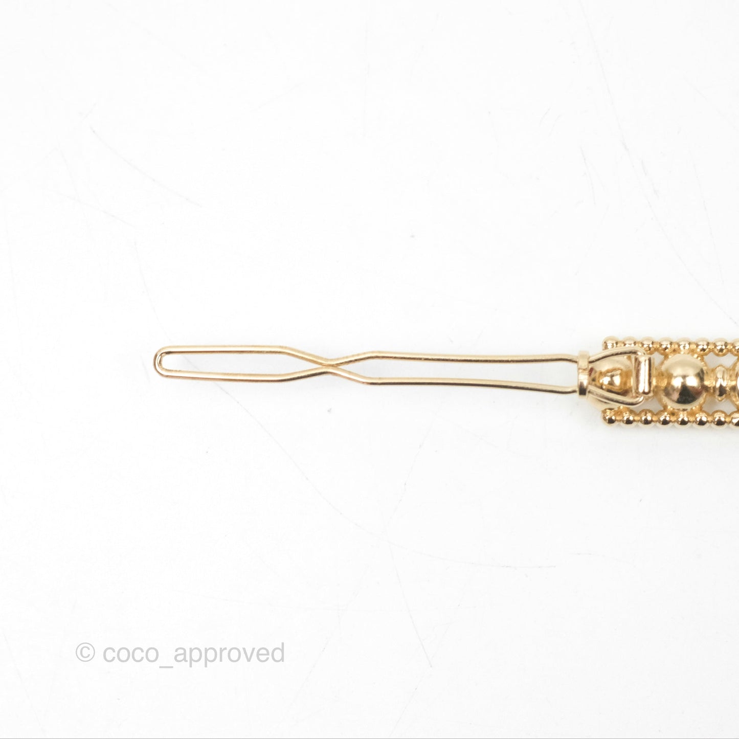 Chanel CC Crystal Bead Hair Clip Gold Tone 22C