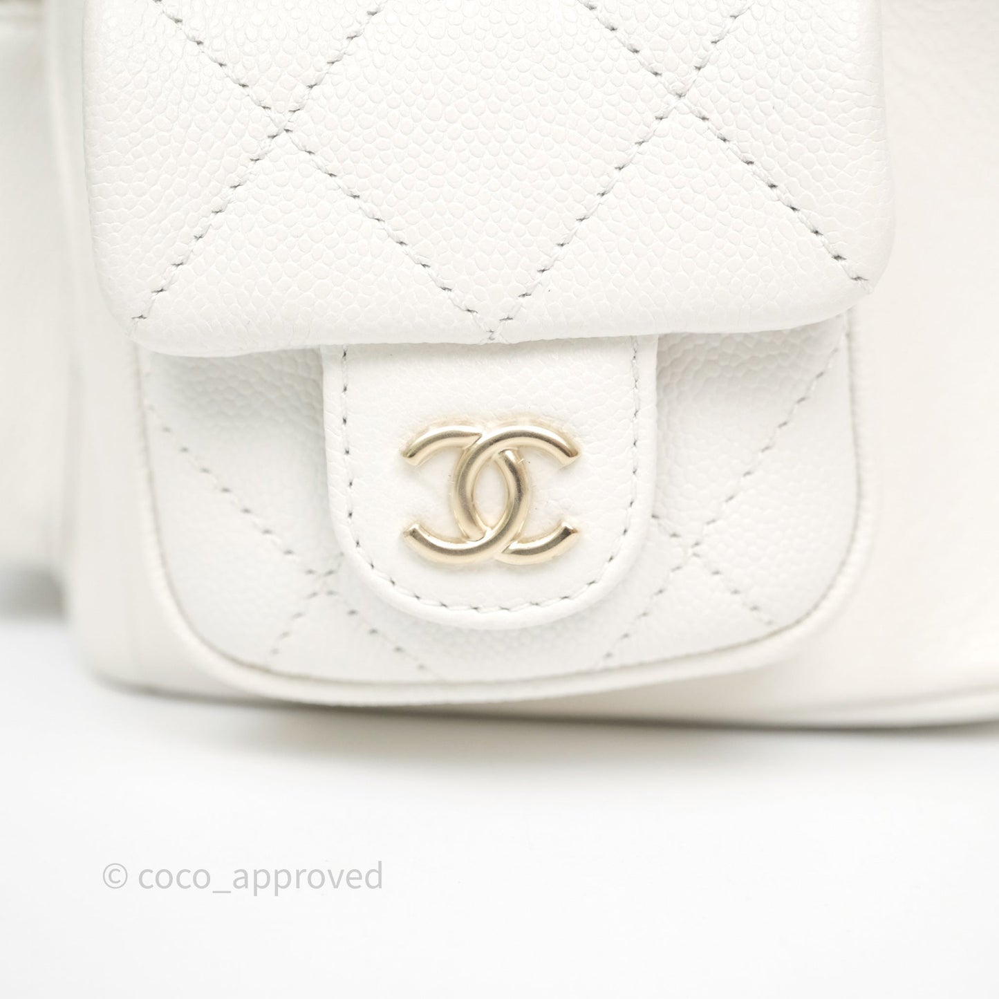 Chanel Duma Backpack White Caviar Gold Hardware 23K