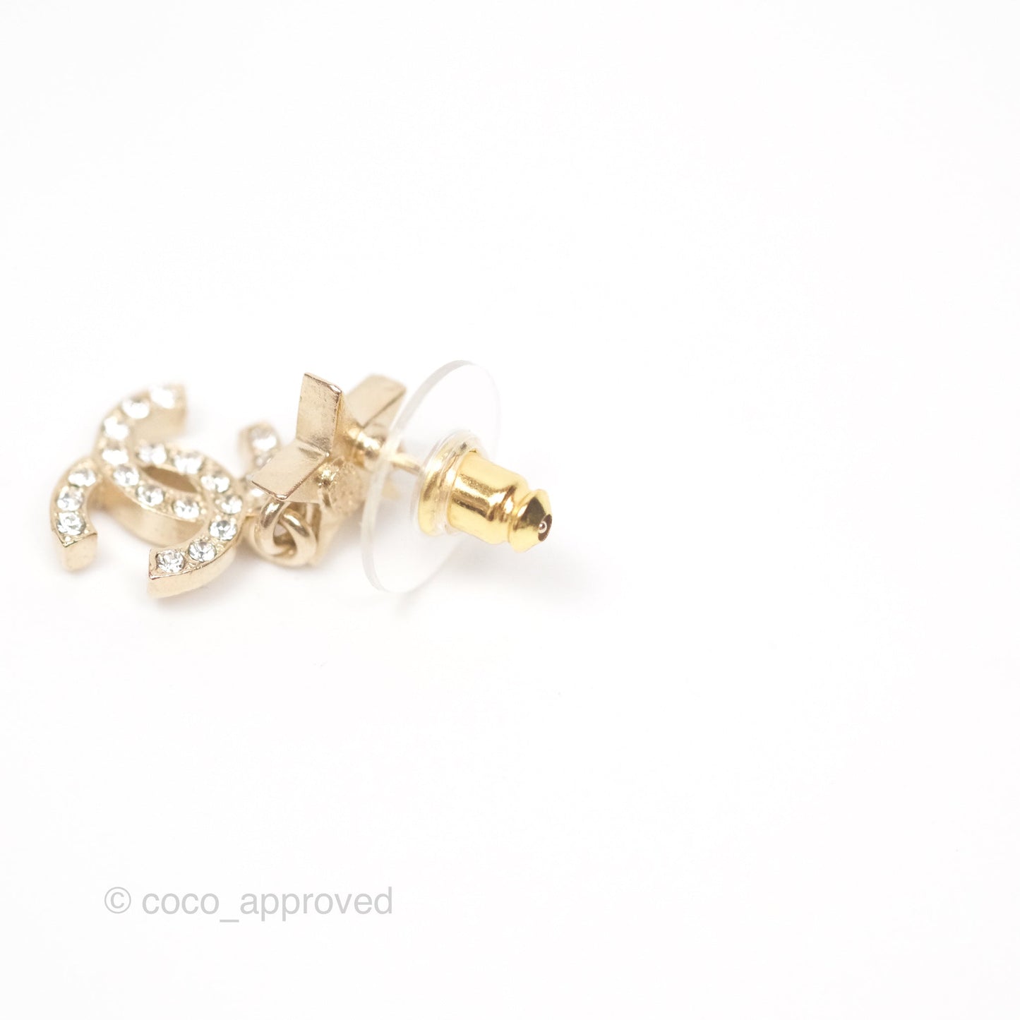Chanel Crystal CC Star Earrings Gold Tone 23A