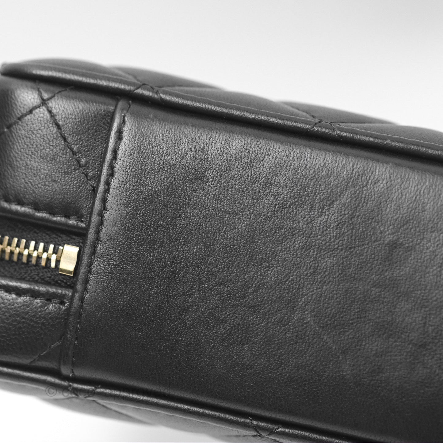 Chanel Top Handle Vanity Case Black Lambskin Aged Gold Hardware 22A