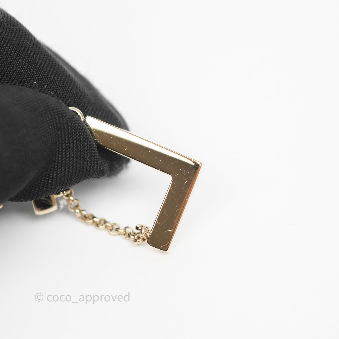Chanel Letter Cha-Nel Logo Drop Earrings Gold Tone 20V