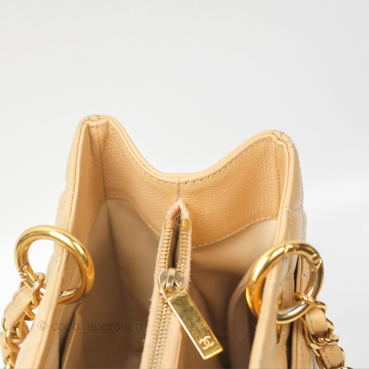 Chanel GST Beige Caviar Gold Hardware