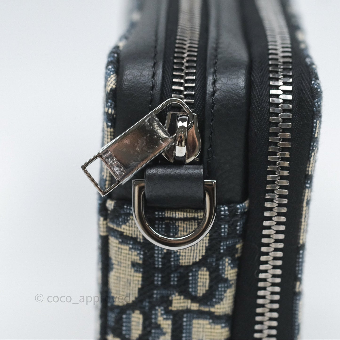 Christian Dior Men's Crossbody Pouch Bag Blue Oblique Canvas