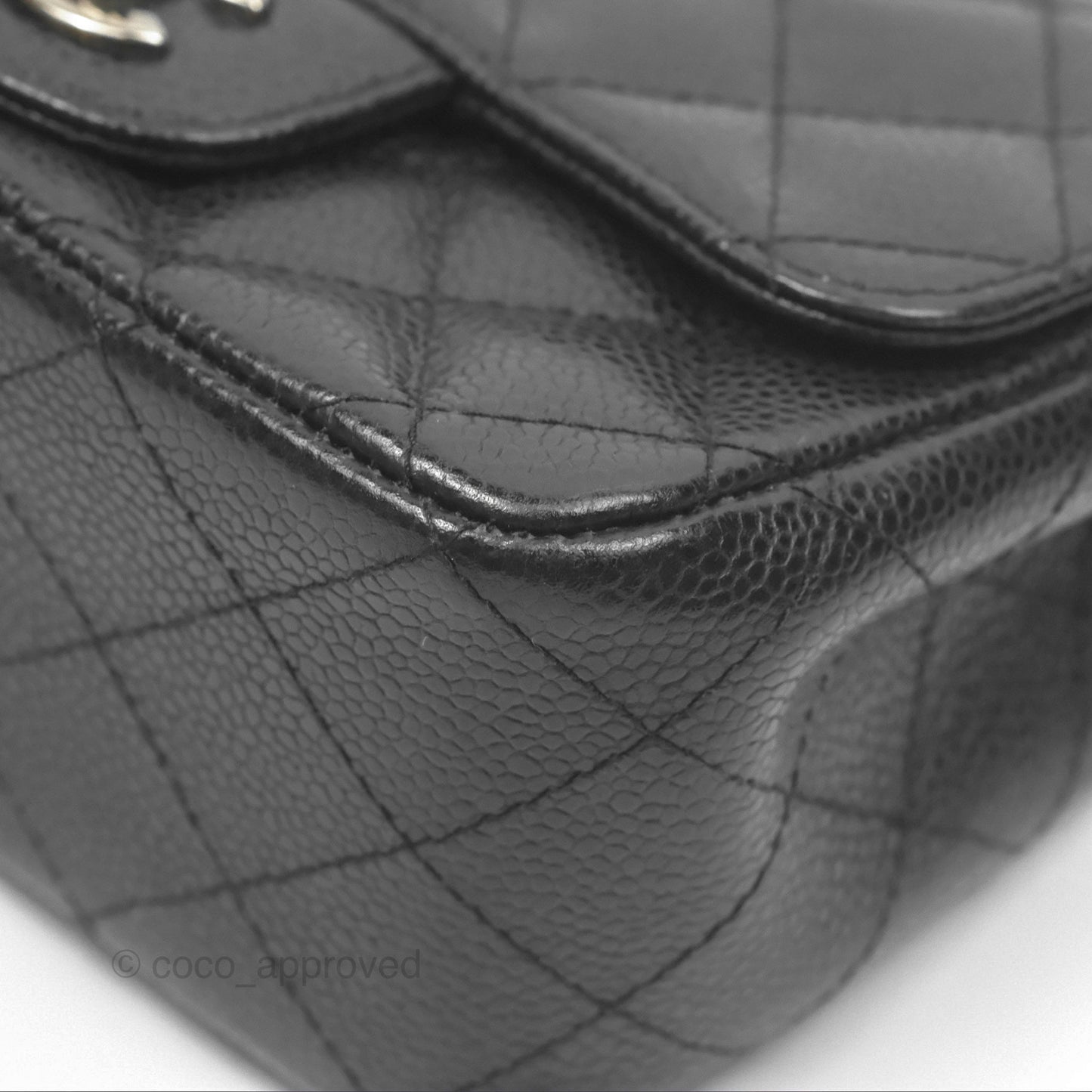 Chanel Mini Square Flap Quilted Black Caviar Silver Hardware