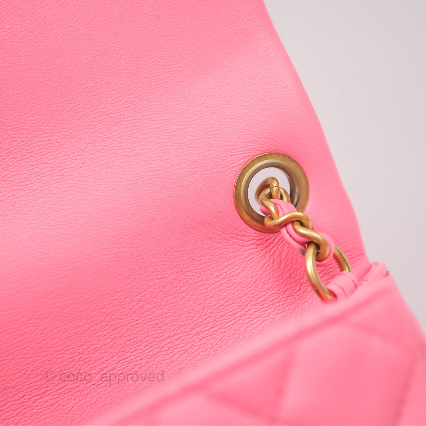 Chanel Mini Rectangular Pearl Crush Quilted Pink Lambskin Aged Gold Hardware