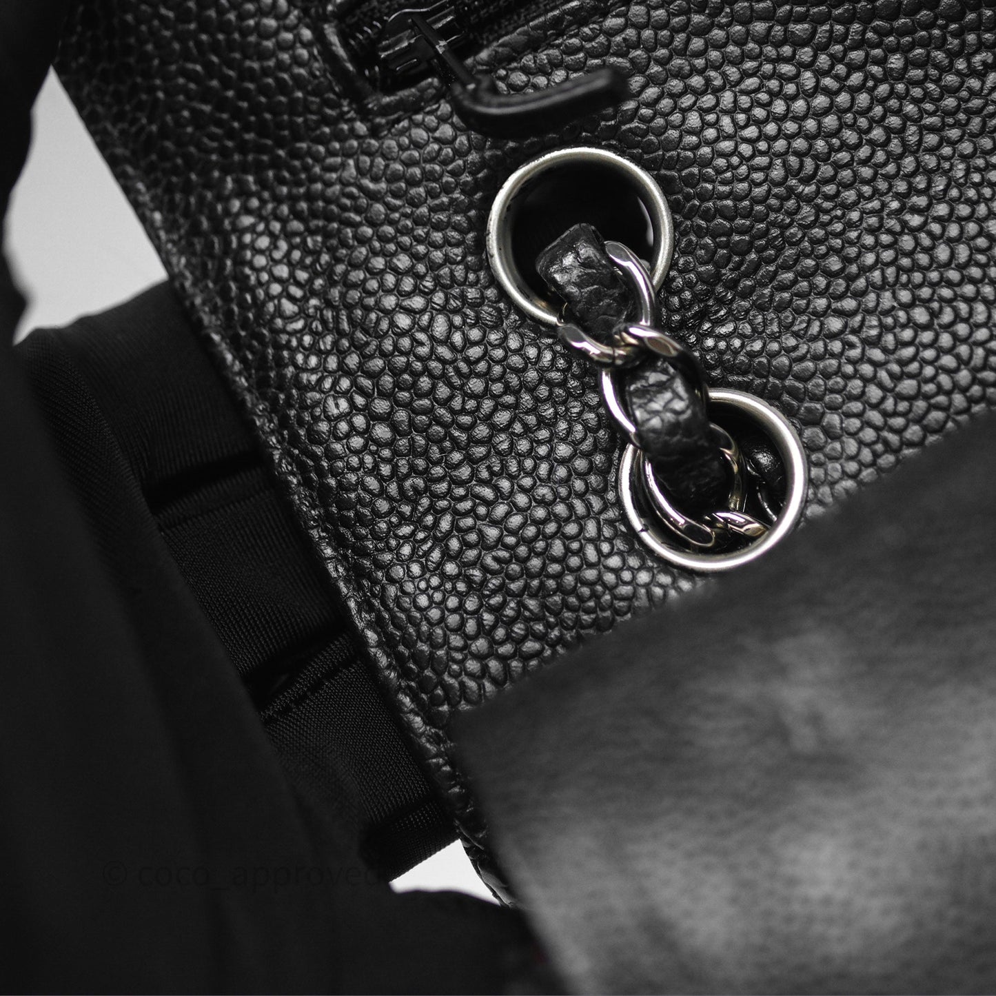 Chanel Classic M/L Medium Flap Quilted Black Caviar Silver Hardware
