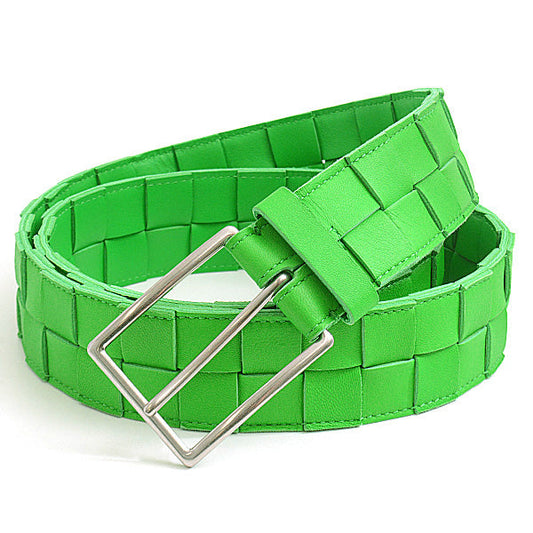 Luxury Bottega Veneta Men's Maxi Intrecciato Calf Leather Belt Green