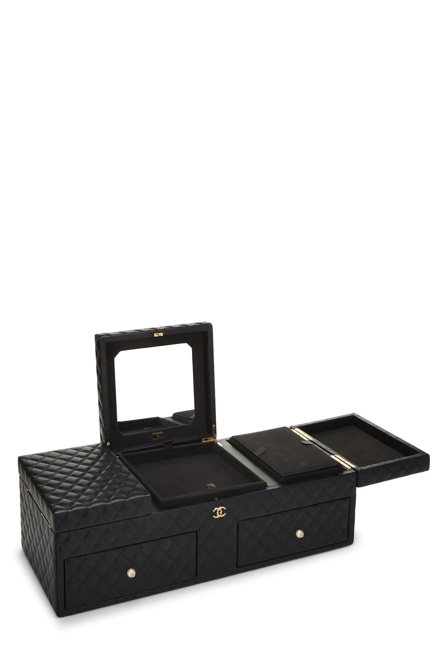 Chanel,  Black Quilted Lambskin Jewelry Chest Large, Black