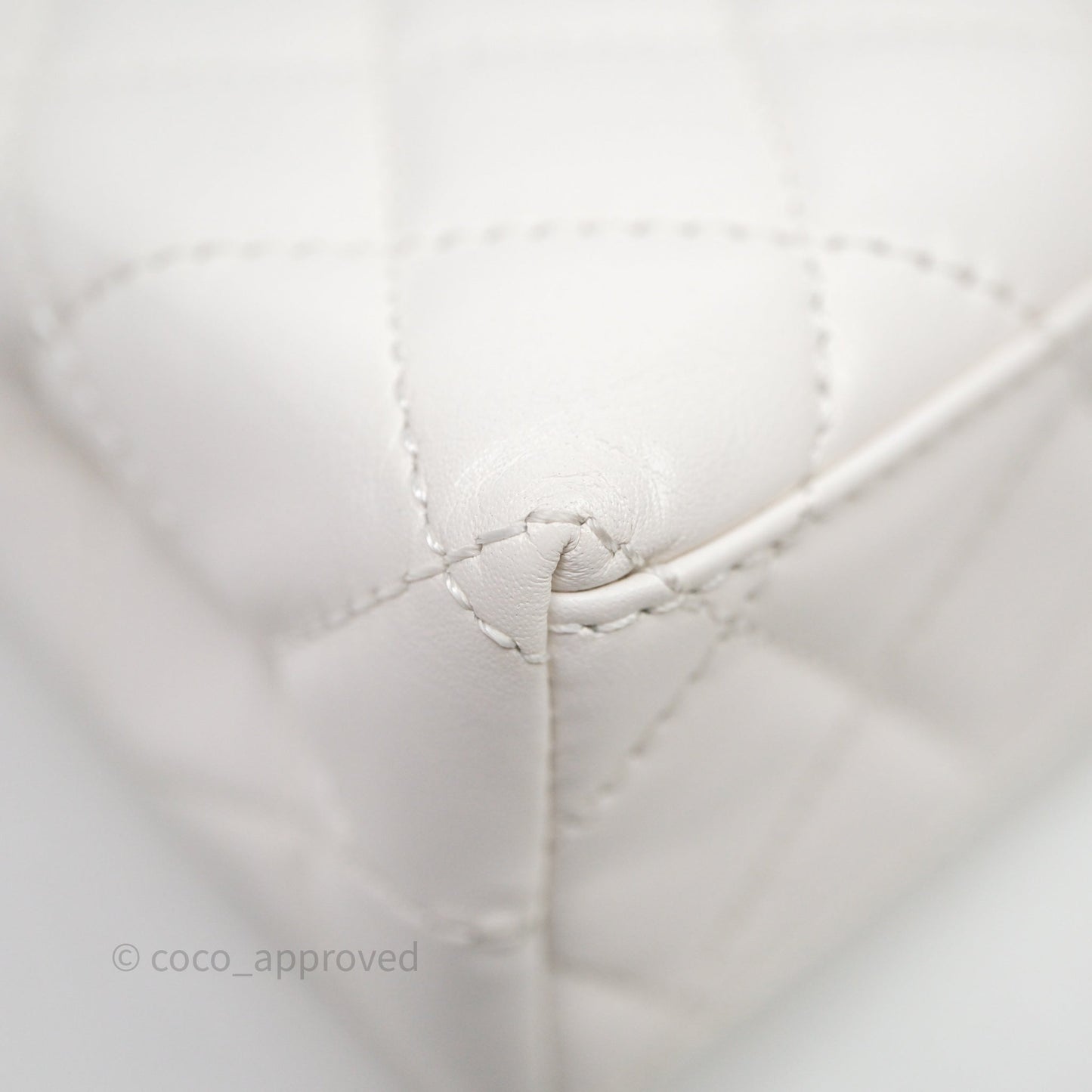Chanel Kelly Bag Quilted White Lambskin Aged Gold Hardware