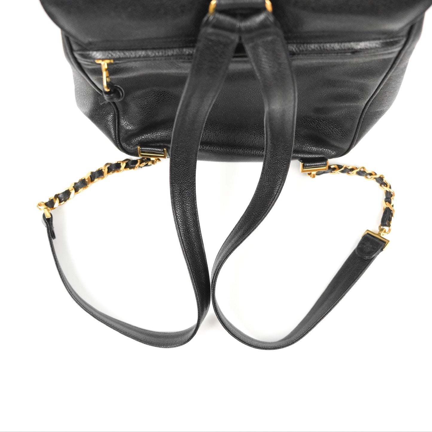 Chanel Vintage Large CC backpack Black Caviar 24K Gold Hardware