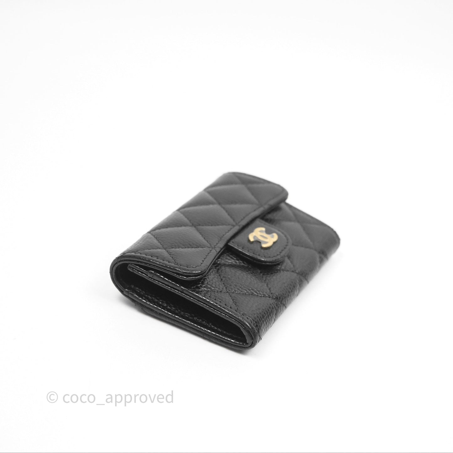 Chanel Quilted Flap Card Holder Caviar Black Gold Hardware