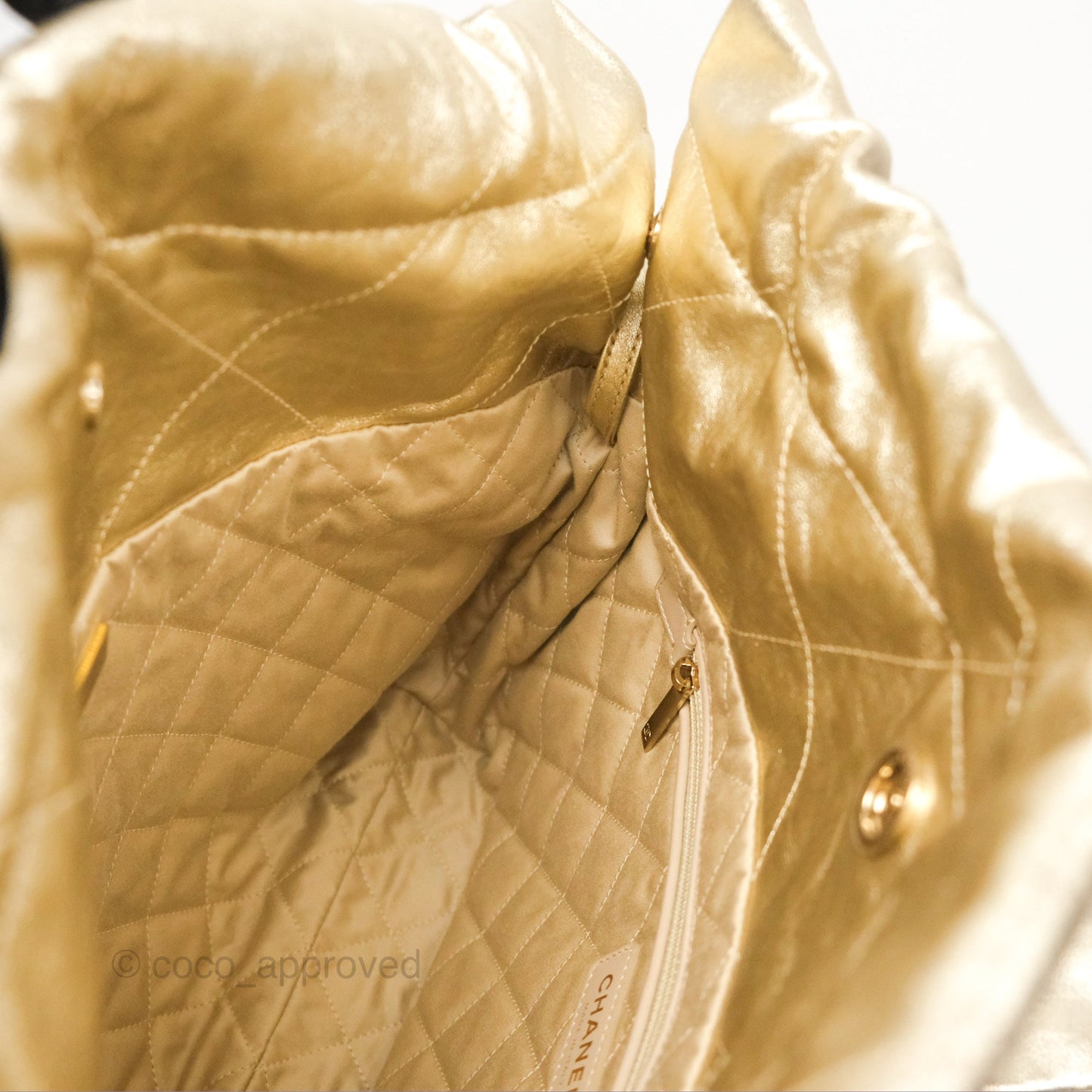 Chanel 22 Small Quilted Iridescent Gold Gold Hardware