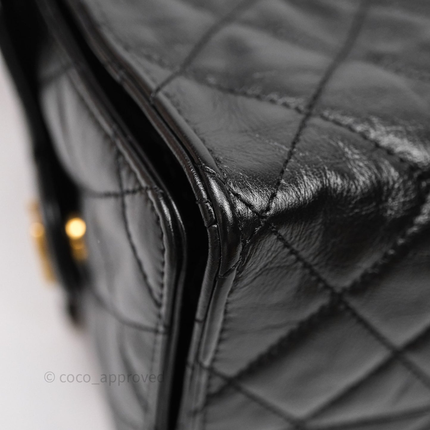 Chanel 25 Medium Black Crumpled Calfskin Aged Gold Hardware