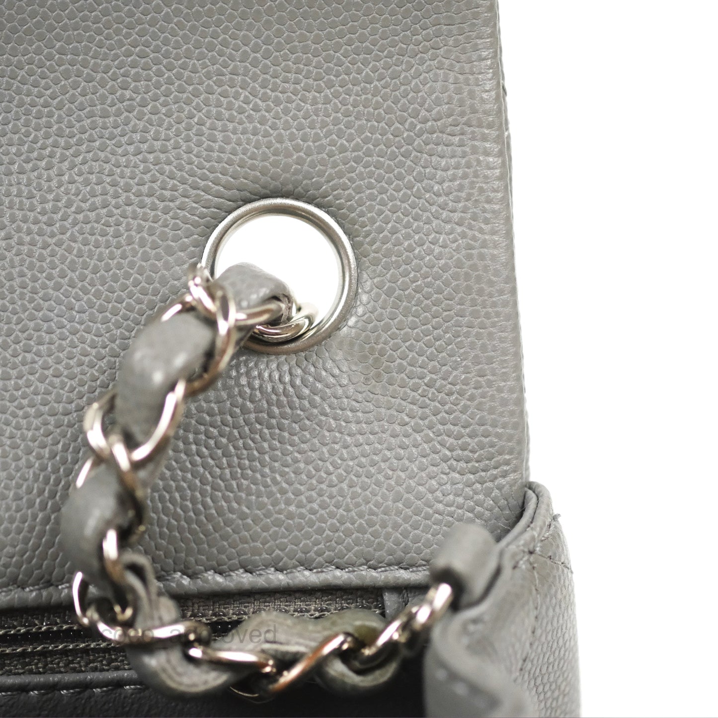 Chanel Quilted Mini Rectangular Flap Grey Caviar Silver Hardware 17B