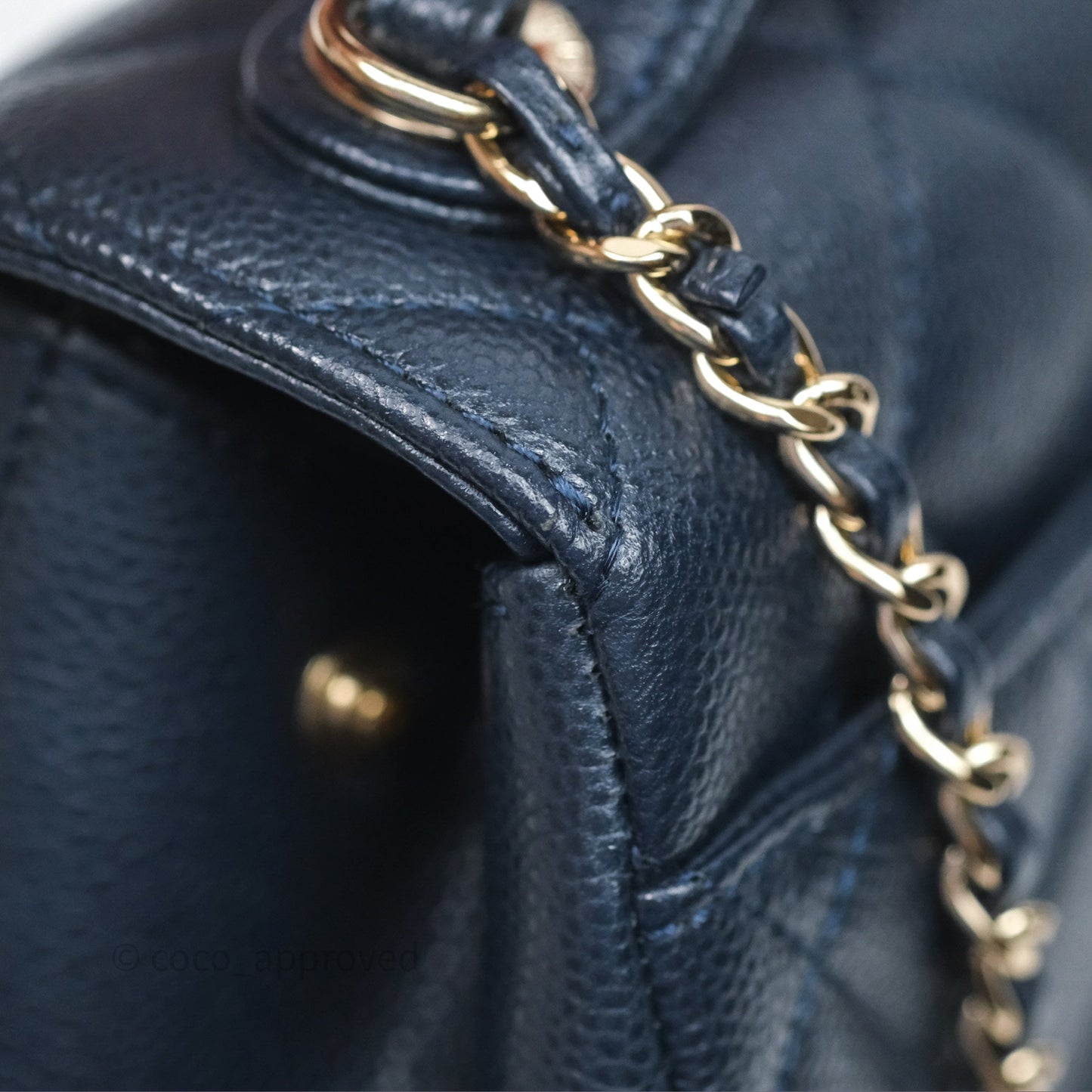 Chanel Quilted Small Business Affinity Flap Navy Caviar Gold Hardware