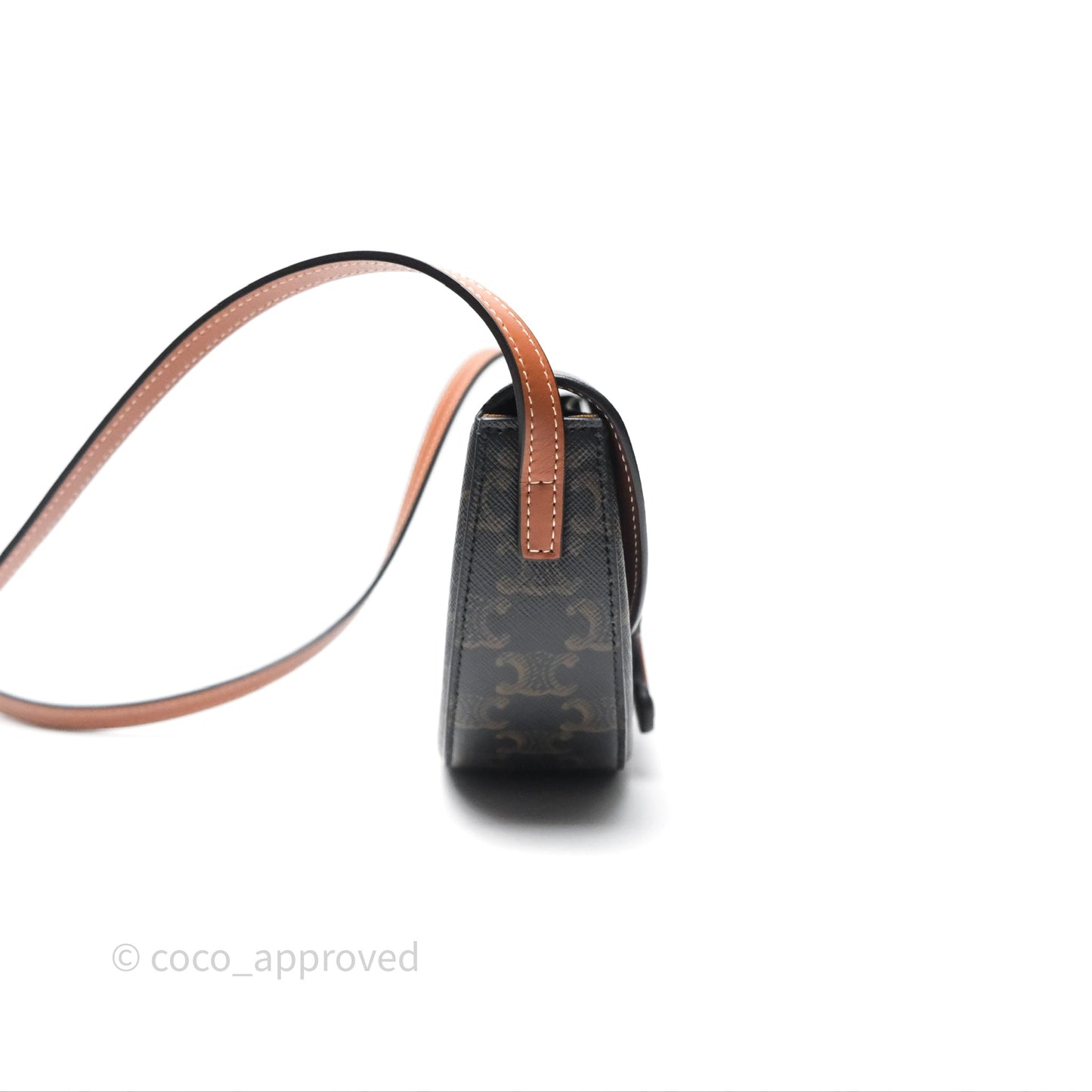 Celine Besace Cuir Bag Triomphe Canvas Tan