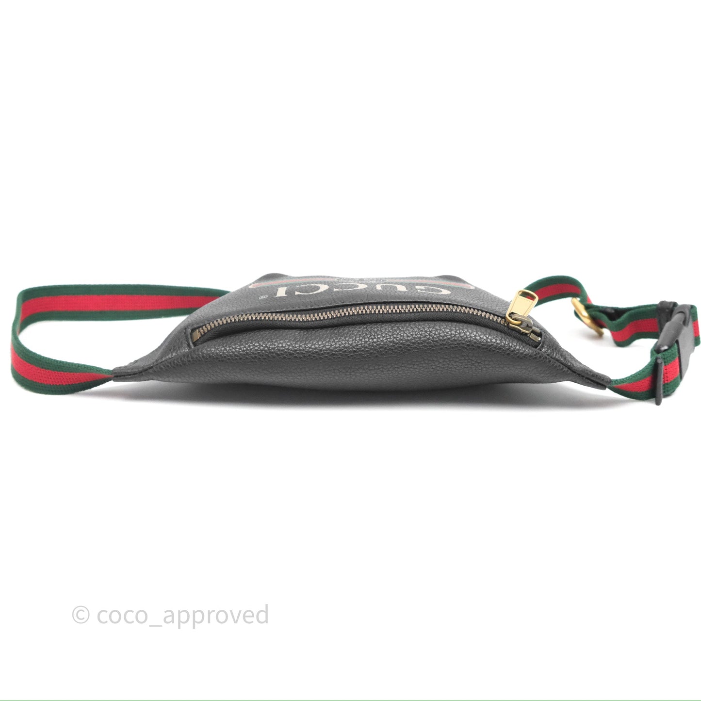 Gucci Logo Print Belt Bag Black Grained Calfskin