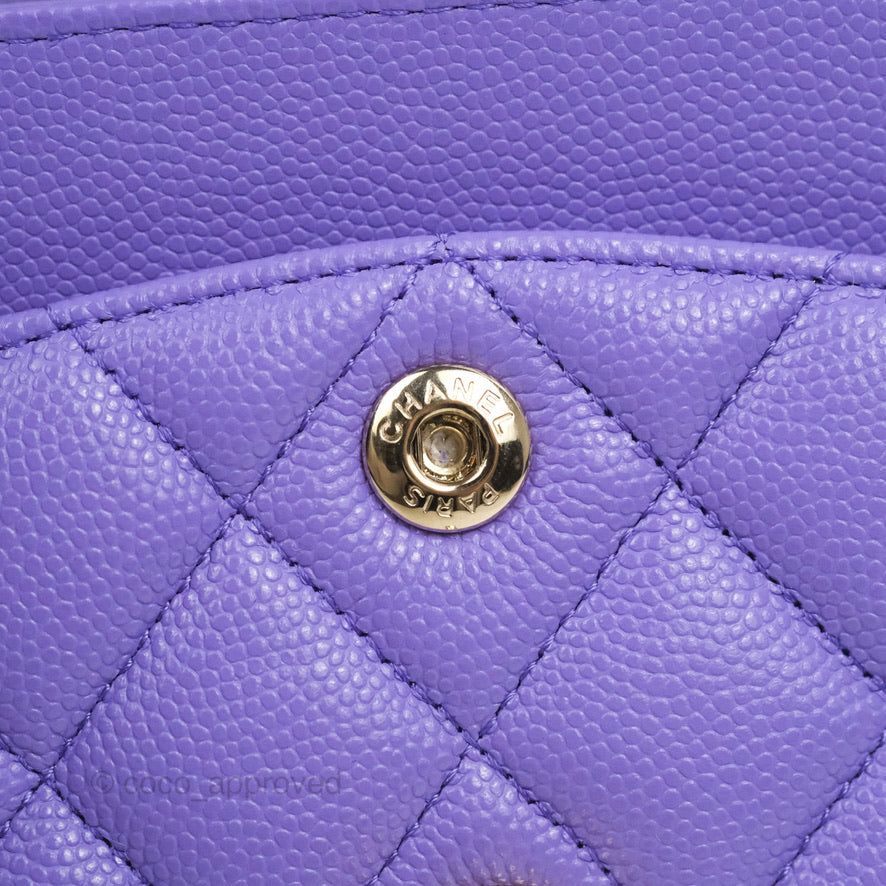 Chanel Classic Small S/M Flap Purple Caviar Light Gold Hardware 20S