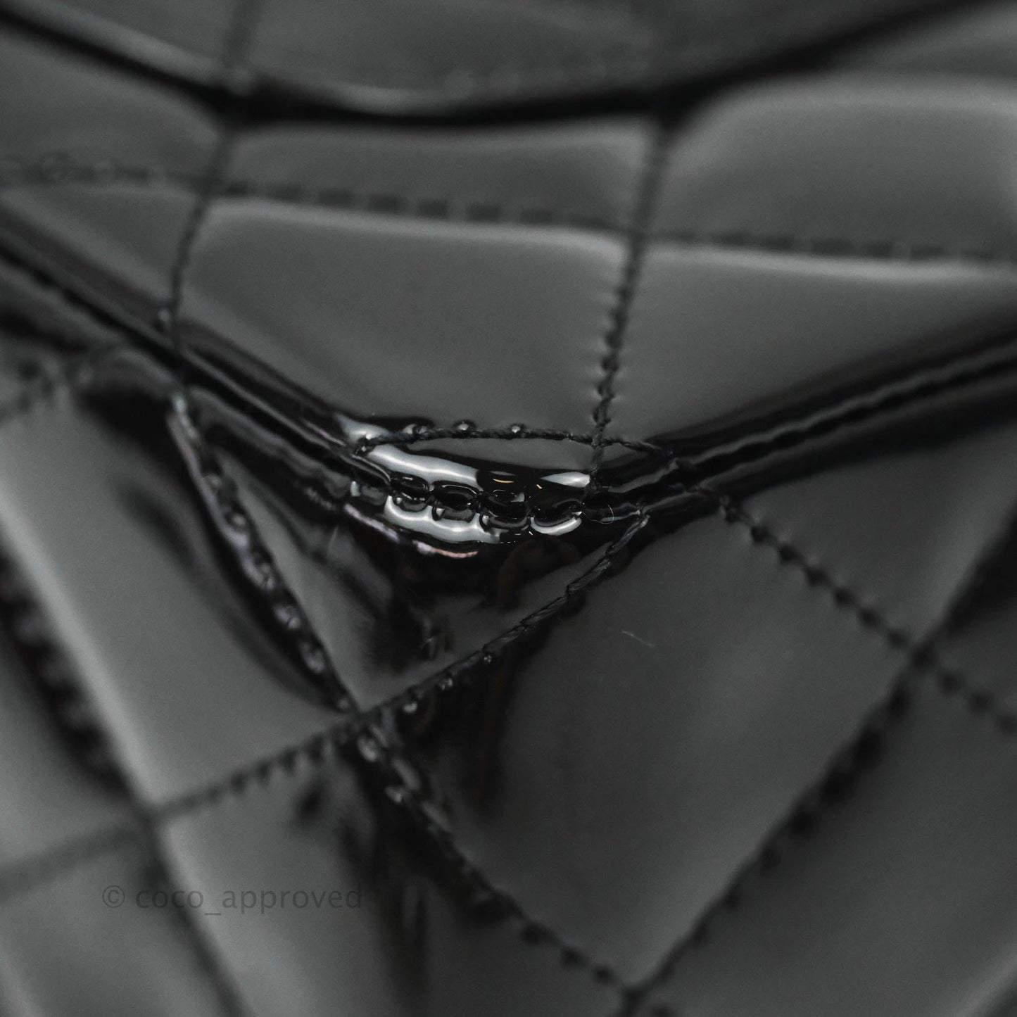 Chanel Quilted Mini Rectangular Black Patent Gold Hardware