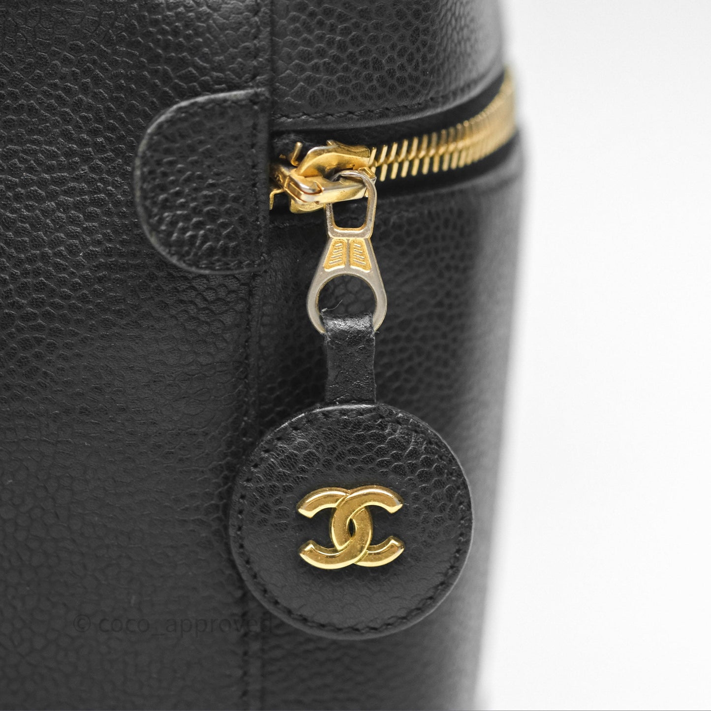 Chanel Vintage Vanity Case Black Caviar Gold Hardware