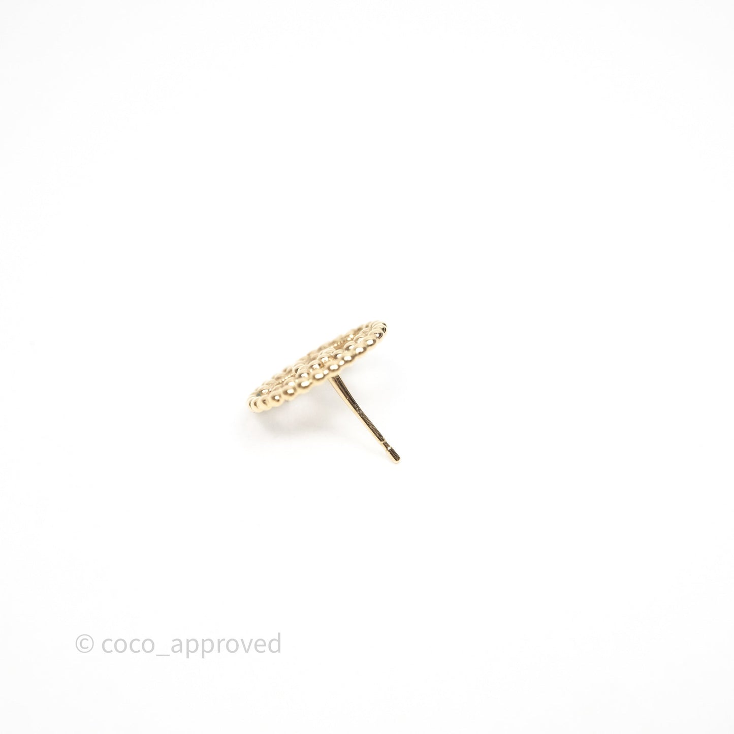 Chanel CC Round Metal Bead Earrings Gold Tone 22C