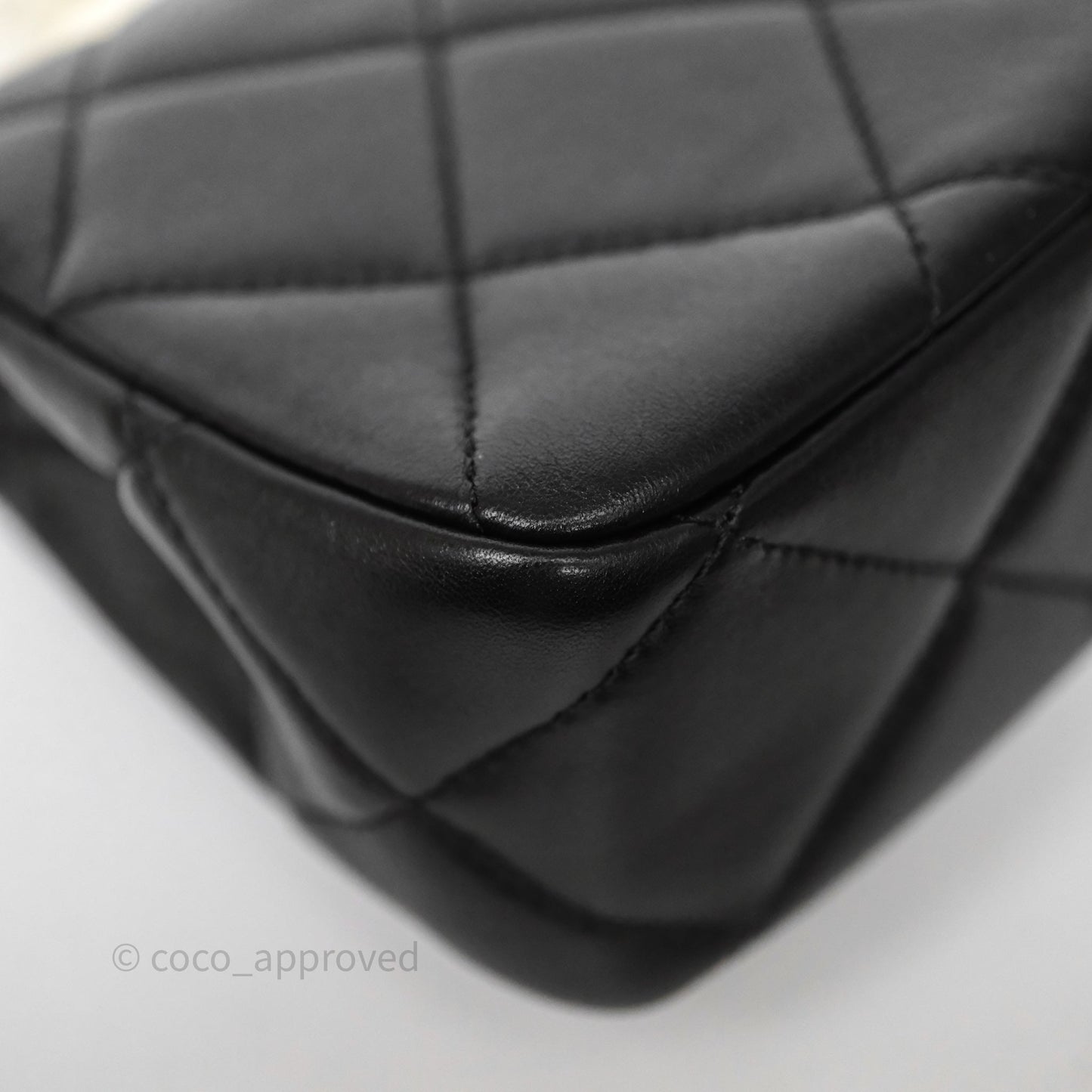 Chanel Quilted Flap Bag with Pearl Chain Black Calfskin Aged Gold Hardware