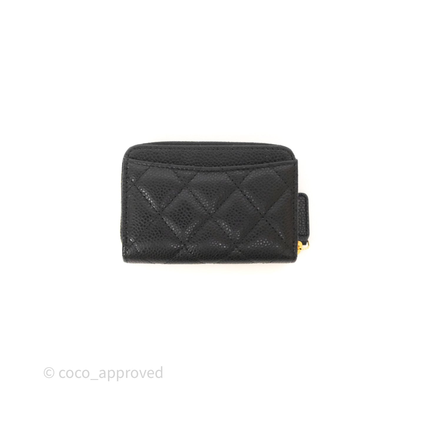 Chanel Classic Zipped Coin Purse Black Caviar Gold Hardware